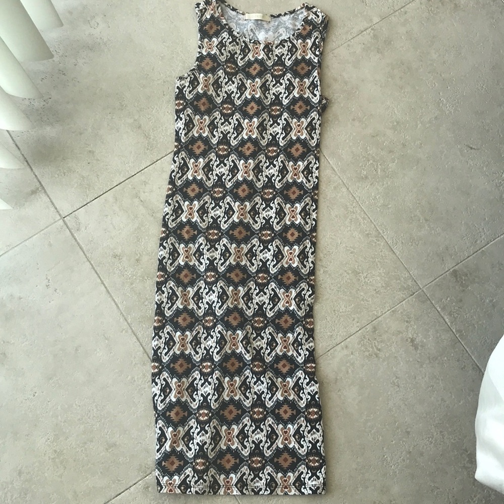 Brown and black middi dress